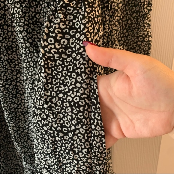 ANTHRO Maeve Long-Sleeve Faux-Wrap Dress Leopard Print XL - Picture 4 of 10